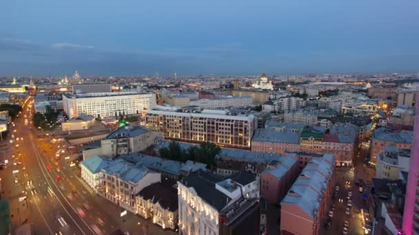 Panoramautsikt över byggnaden från taket till mitten Moskva timelapse, Ryssland — Stockvideo