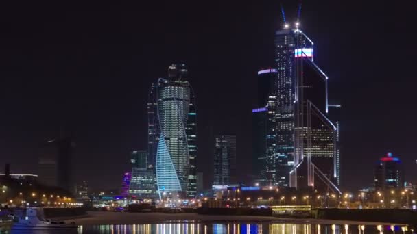 Skyskrapor International Business Center City på Night Timelapse Hyperlapse, Moskva, Ryssland — Stockvideo