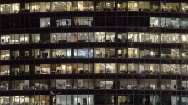 Windows i skyskrapor International Business Center City på natt timelapse, Moskva, Ryssland — Stockvideo