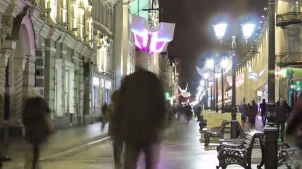 Zimní pohled Nikolskaya street timelapse v Moskvě, Rusko. — Stock video