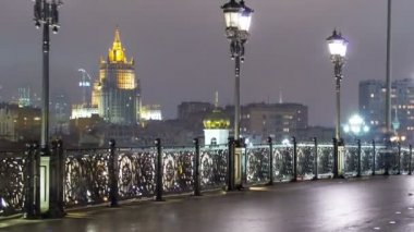 İç işleri kış gece timelapse, Moskova, Rusya Bakanlığı Binası