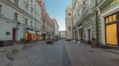 Moskova timelapse hyperlapse Grand tiyatroda Stoleshnikov Yaya Caddesi üzerinde yürüme