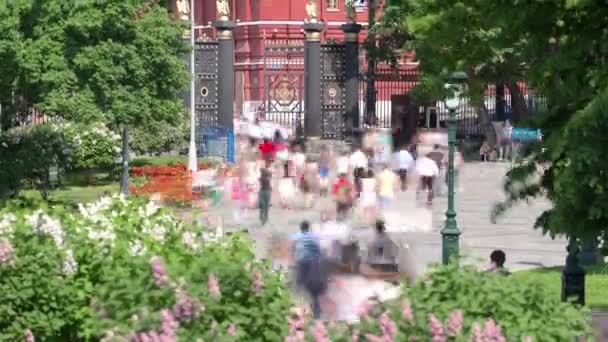Beskåda av Alexanders trädgård timelapse. Moskva Kreml — Stockvideo