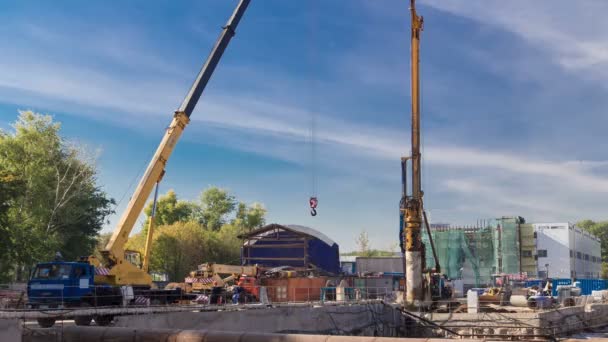 Yeni bir dairesel metro hattı inşaatı. Rusya, Moskova timelapse — Stok video