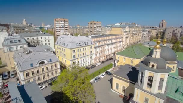 Panoramautsikt över byggnaden från taket till mitten Moskva timelapse, Ryssland — Stockvideo