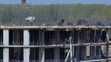 Kule Vinç Moskova timelapse büyük konut yapı inşa