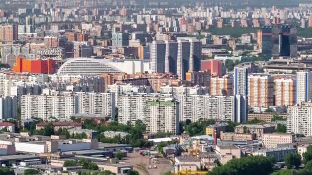 Panoramatický pohled na budovu ze střechy moskevské Mezinárodní obchodní centrum timelapse, Rusko — Stock video