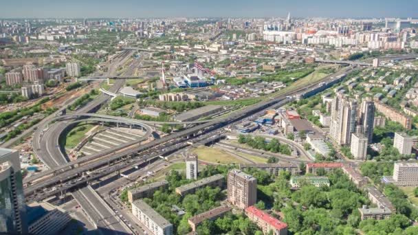 Panoramic view of the building from the roof of Moscow International Business Center timelapse, Russia — Stock Video