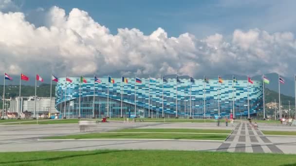 Fachada de pista de hielo Iceberg para el timelapse de patinaje artístico en Sochi, Rusia para los Juegos Olímpicos de Invierno 2014 — Vídeo de stock