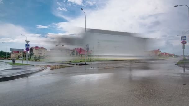 Nueva cabaña asentamiento pueblo Nekrasov en el soleado timelapse día de verano — Vídeos de Stock