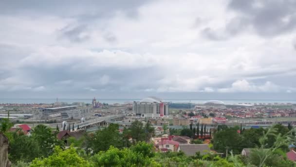 Ολυμπιακό Πάρκο στην περιοχή Adlersky timelapse, Κράι Κρασνοντάρ - τόπος συναντήσεως για το 2014 χειμερινή Ολυμπιάδα, Αρχική σελίδα θέα — Αρχείο Βίντεο