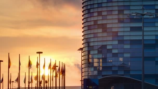 Закат с фасадом катка Айсберг для фигурного катания гиперлапс в Сочи, Россия для зимних Олимпийских игр 2014 — стоковое видео