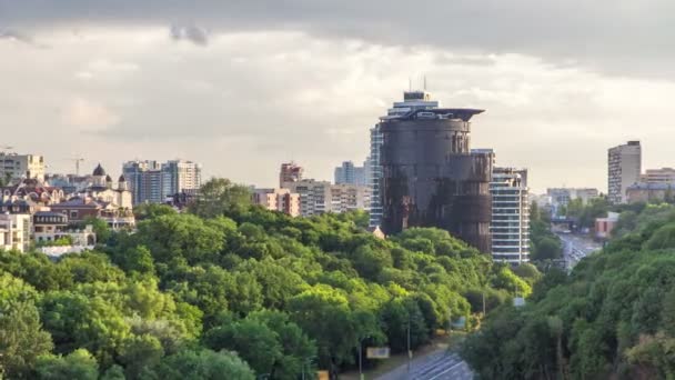 Panorama des Kiewer Stadtzentrums Zeitraffer-Hyperlapse, Ukraine — Stockvideo