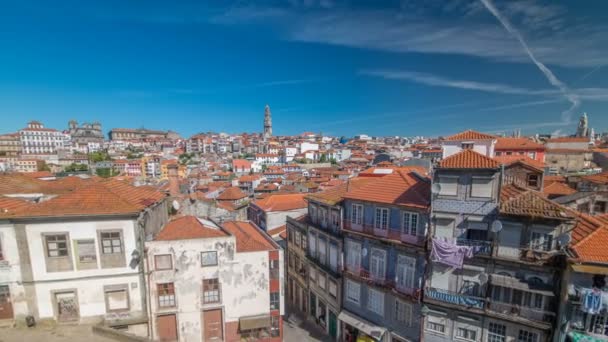 Panorámica del casco antiguo de Oporto timelapse, Portugal — Vídeo de stock