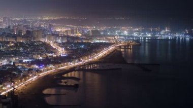Ajman çatı timelapse Sharjah kıyı şeridipanoramik görünümü - Birleşik Arap Emirlikleri üçüncü büyük ve en kalabalık şehir
