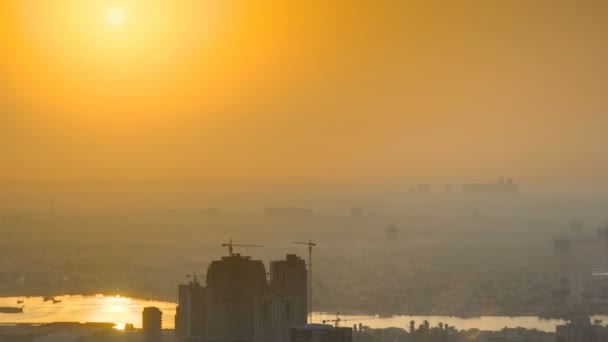 Sunrise with Cityscape of Ajman from rooftop timelapse. Ajman is the capital of the emirate of Ajman in the United Arab Emirates. — Stock video