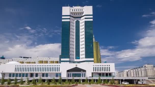 Republiken Kazakstans riksdags hus Timelapse Hyperlapse, Astana — Stockvideo