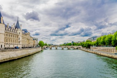 Seine Nehri nehir üzerinde köprü üzerinde güzel Paris