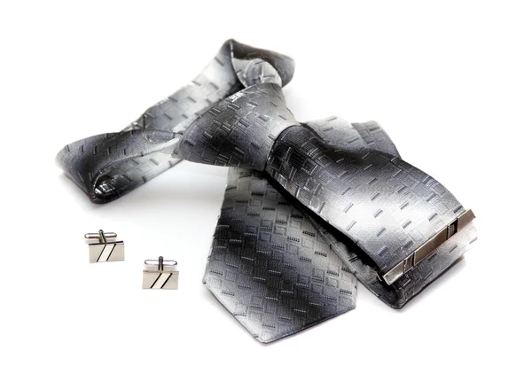 Die kombinierte Krawatte mit Clip und Manschettenknöpfen — Stockfoto