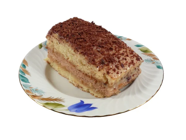 Pedazo de pastel en un plato — Foto de Stock