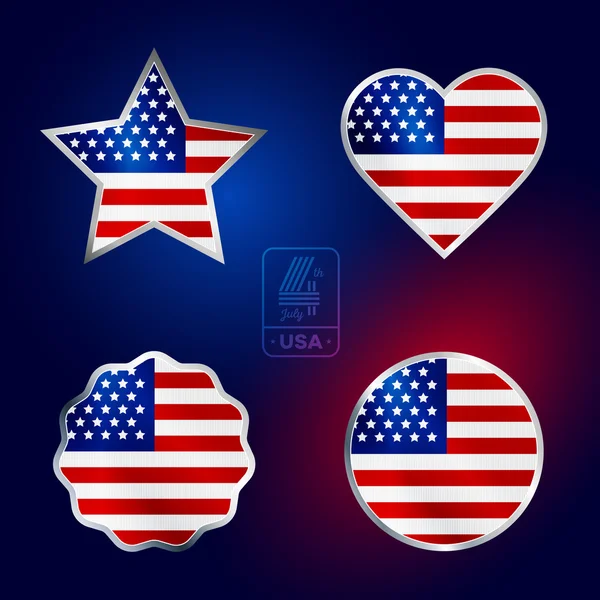 Insignia vectorial con bandera estadounidense para el día de la independencia . — Vector de stock