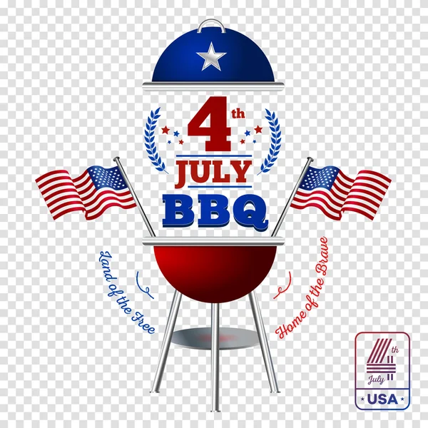 Elementos vectoriales con bandera americana, barbacoa para el día de la Independencia . — Vector de stock