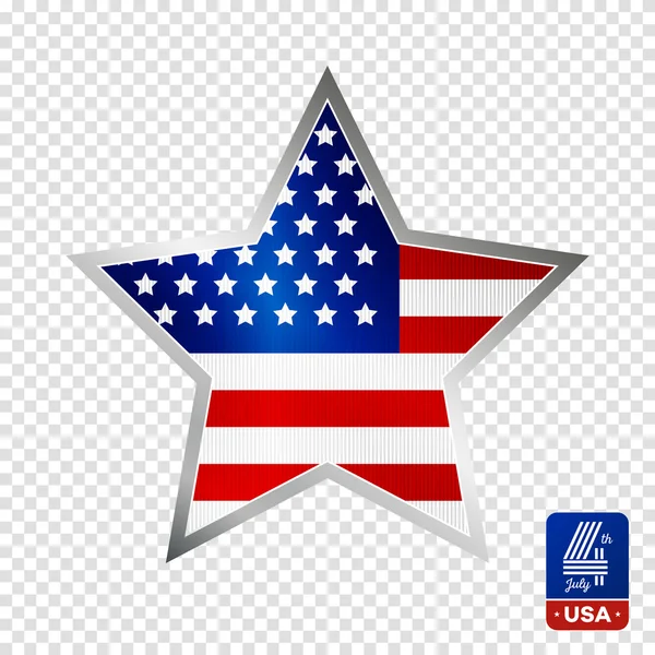 독립 기념일에 대 한 미국 국기와 배지를 벡터. — 스톡 벡터