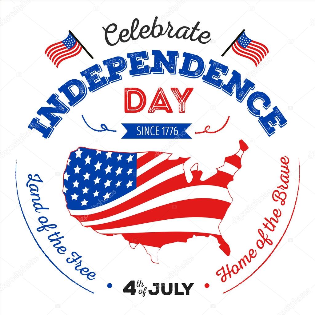 Happy fourth of July with typography