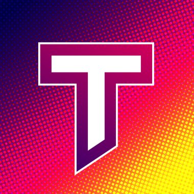 Noktalı resim arka plan üzerinde renkli mektup T soyut