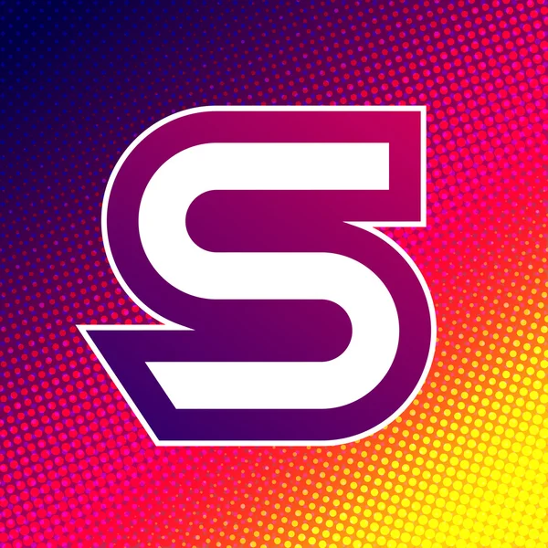 Abstract kleurrijk letter S op halftoon achtergrond — Stockvector