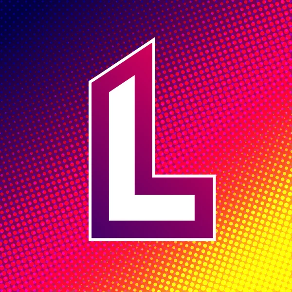 Abstract colorful letter L on halftone background — Stock Vector