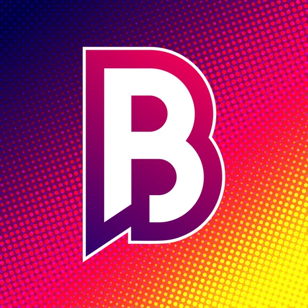 Abstract colorful letter B on halftone background — Stock Vector
