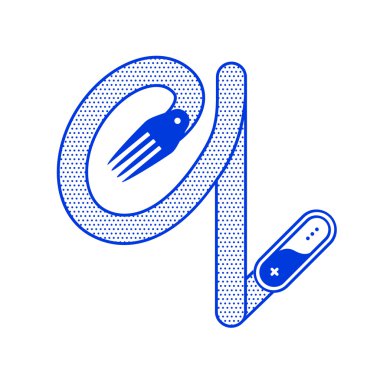 En az anahat tasarımı çatal ile harf Q