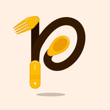 Kaşık ve çatal ile vektör mektup