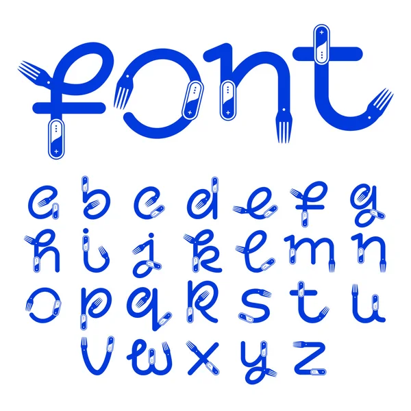 Alphabet avec fourche au contour minimal — Image vectorielle