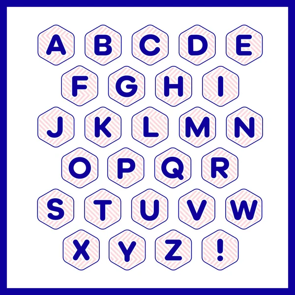 Buchstaben des Alphabets im Sechseck — Stockvektor