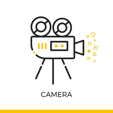 Sinema kamera doğrusal simgesi. Vektör şablon logosu öğeleri.