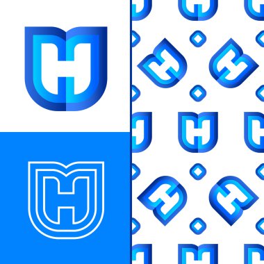 H harfi logo öğe ile seamless modeli