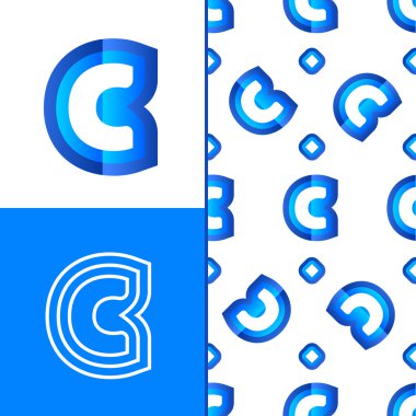 C harfi logo öğe ile seamless modeli