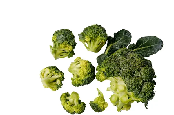 西兰花卷心菜科的一种一年生蔬菜植物 白人背景 — 图库照片