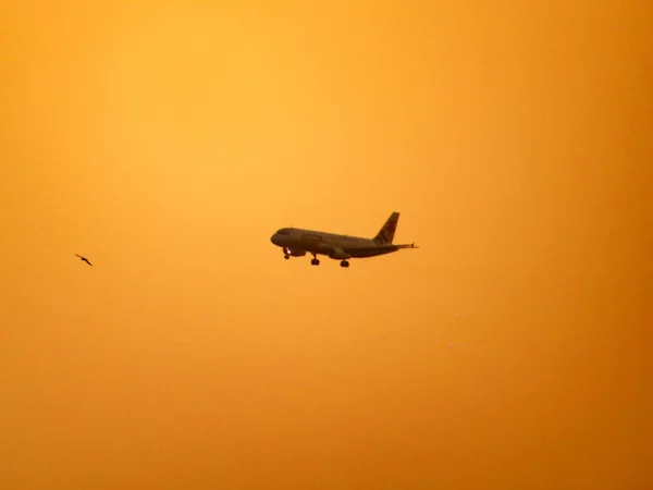 Kuta, Bali, Endonezya günbatımında uçak oturma