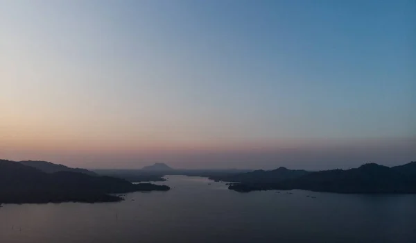 Vue Aérienne Lever Soleil Sur Lac — Photo