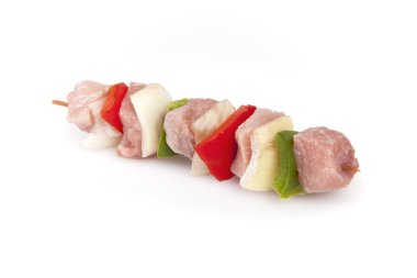 Şaşlık pastırma, biber, soğan ile