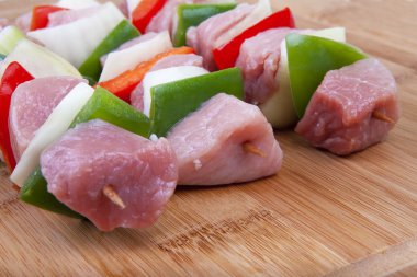 Şaşlık pastırma, biber, soğan ile