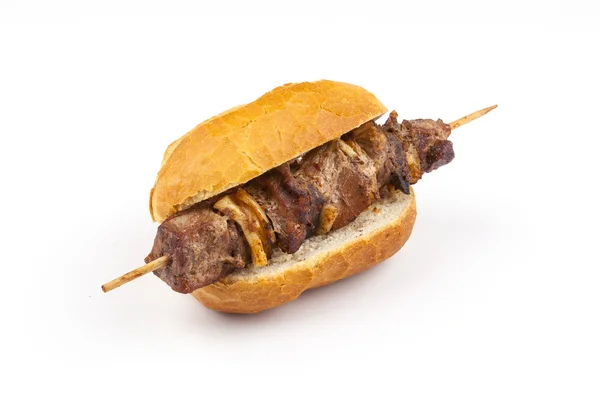 Shashlik avec rouleau de pain - Schaschlik mit BrXotchen Images De Stock Libres De Droits