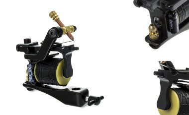 Beyaz bir arka plan üzerinde dövme makinesi