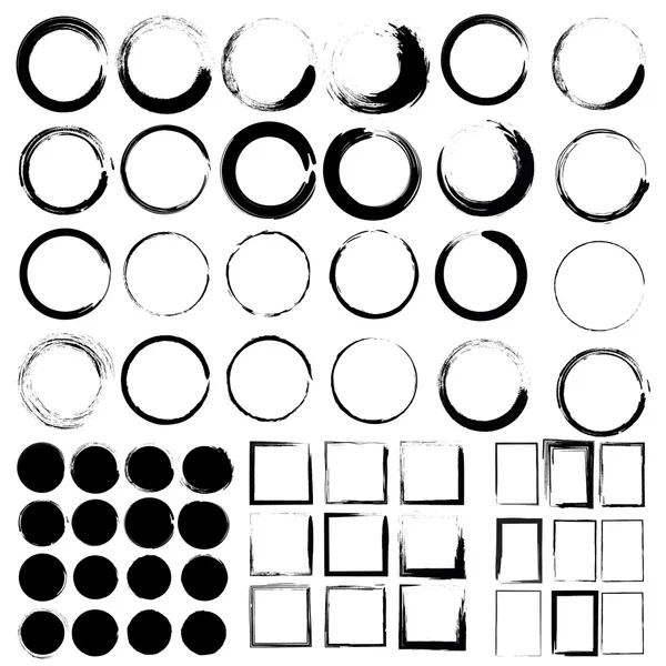Conjunto vectorial de pinceles de círculo grunge — Vector de stock