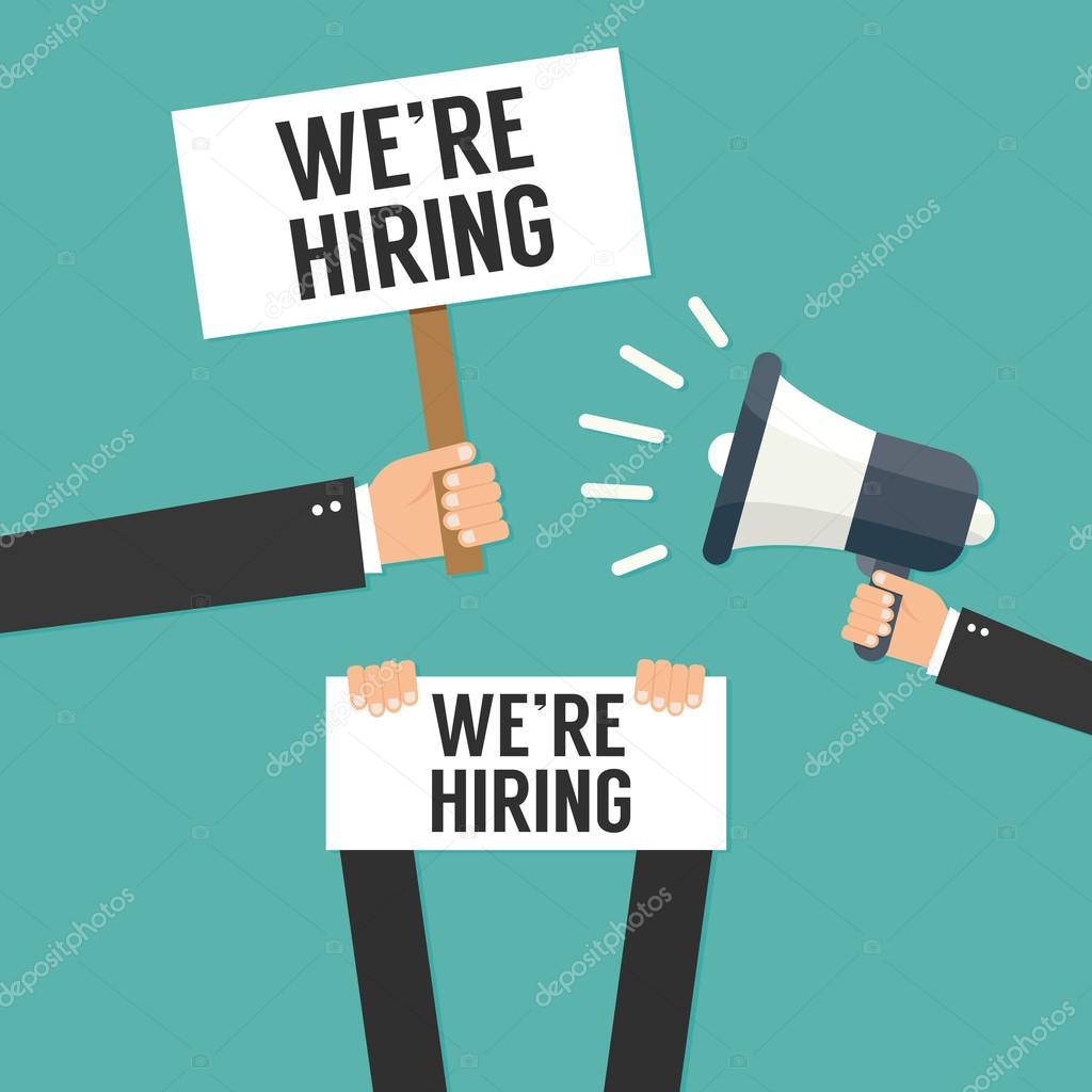 Hand holding we are hiring Stock Vector Image by ©4zeva 104816012