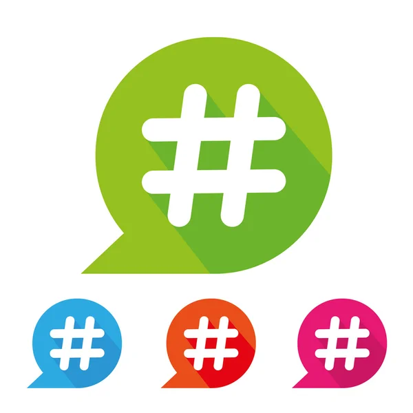 Hashtag pictogram en lange schaduw — Stockvector