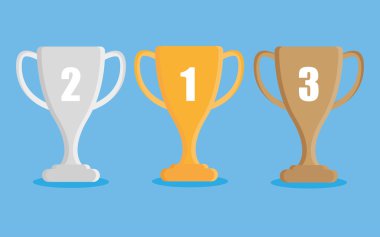 Altın, gümüş ve bronz şampiyon bardak